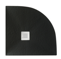 Piatto doccia 100x100 cm effetto pietra marmoresina STONE semicircolare Nero Grafite FRANCIA