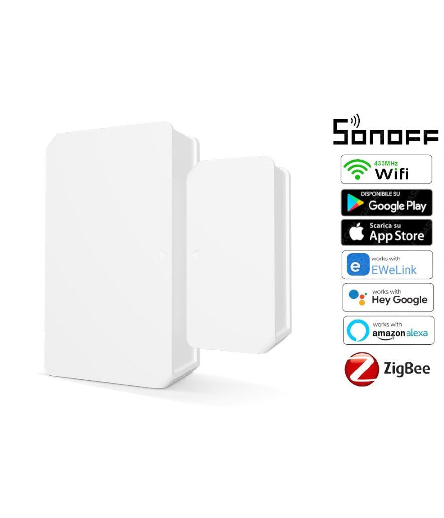 Sensore Contatto Magnetico Porte Finestre Wifi 433mhz Zigbee Smart Sonoff Snzb-04         