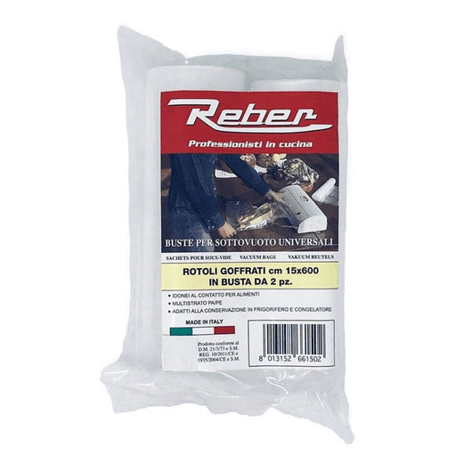 Rotoli Sacchetti Per Sottovuoto REBER 15x600 cm Goffrati PZ 2 
