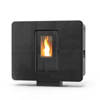 PROMO Termostufa a Pellet Idro 20,5 Kw THERMOROSSI SLIMQUADRO Idra Maxi Kit cristallo Nero