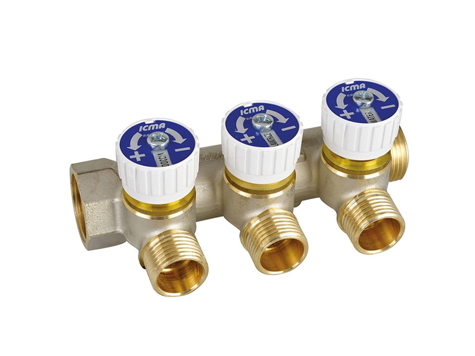 Collettore Semplice 3 Vie 1/2” ICMA Art.227 Con Valvole Di Intercettazione
