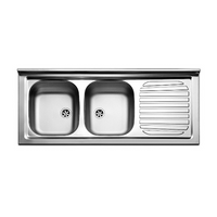 Lavello inox 120 cm da mobile Cromato Gocciolatoio a Destra