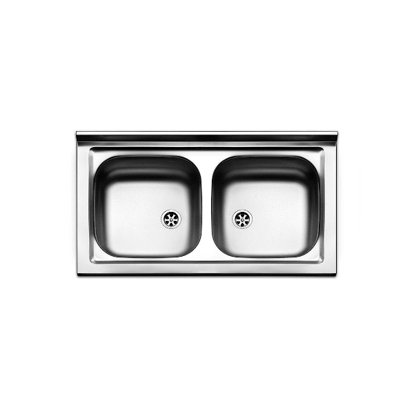 Lavello inox 80 cm da mobile a due bacinelle Cromato