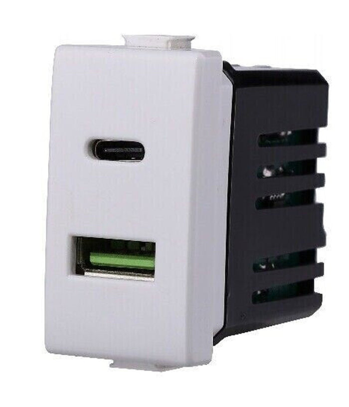 Serie Bticino Frutti Matix Compatibile Presa Schuko Lan Pulsante Deviatore Usb      Presa Usb Doppia Type A + C   