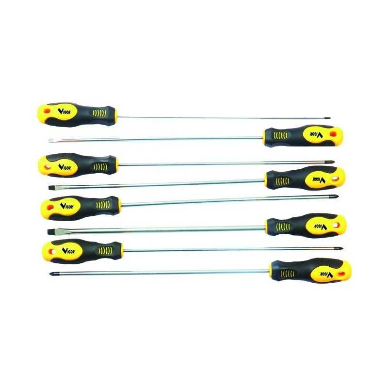 Serie Cacciavite Vigor Extralunghi Pezzi 8