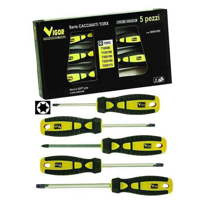 Serie Cacciaviti Vigor Torx da 5 Pezzi