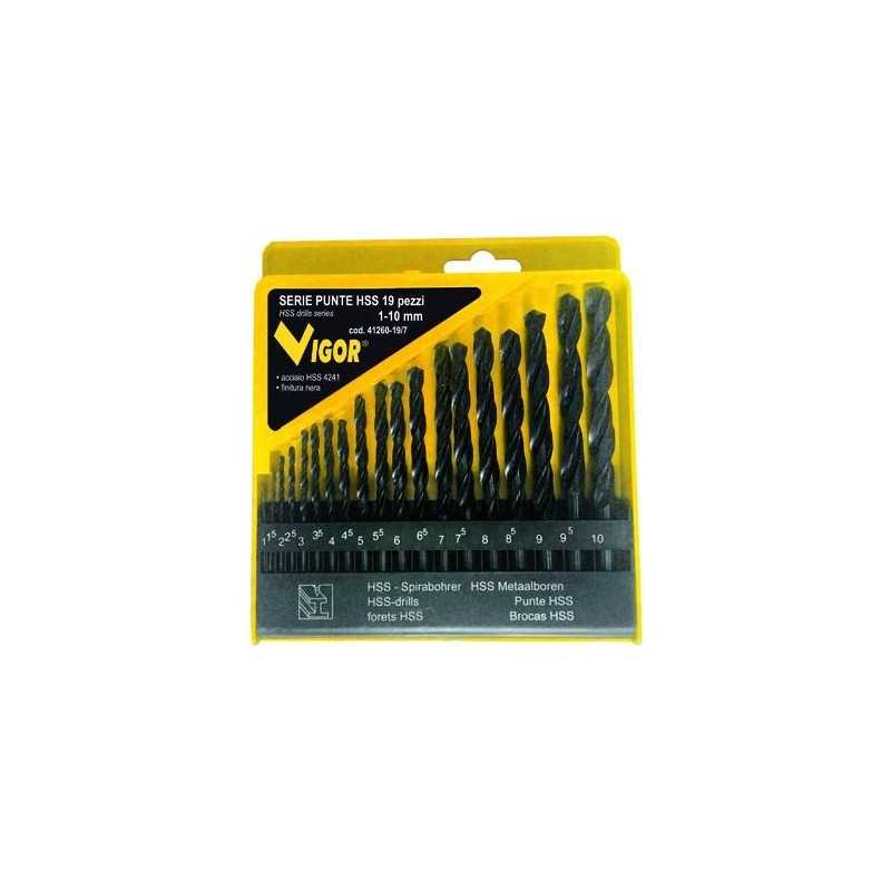 Serie Punte Hss Vigor Scatola Plastica 19 Pz 1-10 Mm