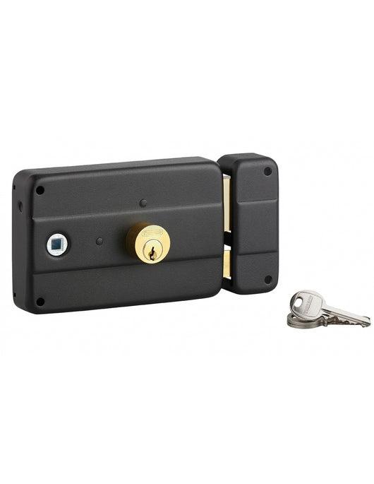 Serratura da applicare con doppio cilindro, entrata e quadrato maniglia a sinistra, 3 chiavi - THIRARD