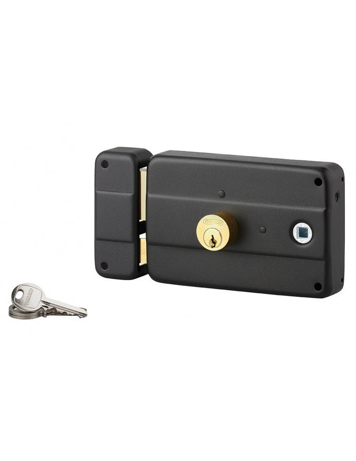 Serratura da applicare con doppio cilindro, entrata e quadrato maniglia a destra, 3 chiavi - THIRARD