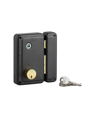 Serratura esterna da applicare per porte in legno, nero, maniglia a sinistra - THIRARD