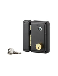 Serratura esterna da applicare per porte in legno, nero, maniglia a destra- THIRARD