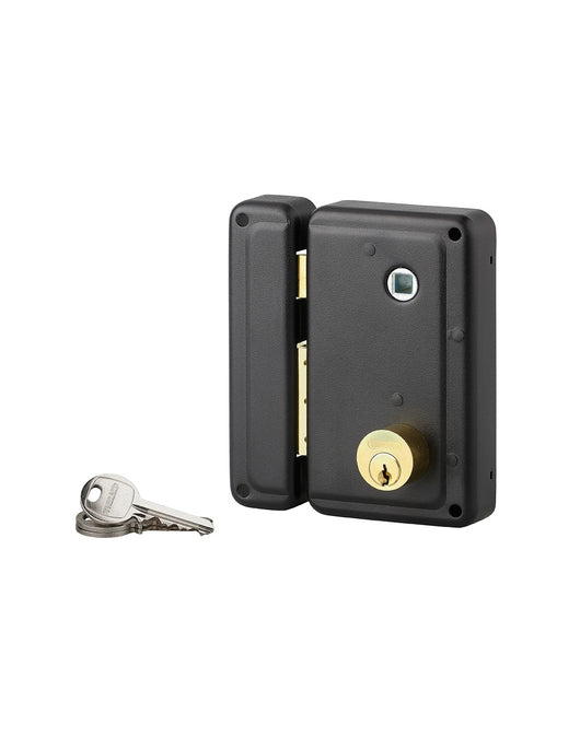 Serratura esterna da applicare per porte in legno, nero, maniglia a destra- THIRARD