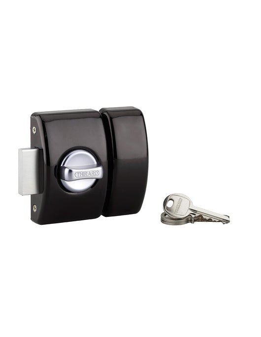 Serratura da applicare a chiavistello, con pomolo, Design 5 per porta d'ingresso, cilindro 45mm, acciaio, 3 chiavi, nero - THIRARD