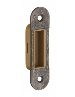 Serratura Patent da incasso 90mm x 50mm, reversibile, piastra tonda, richiamo 1/2 giro, 1 chiave, bronzo - THIRARD