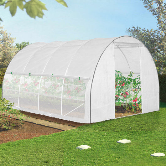 IDMarket - Serra a tunnel da giardino sollevabile bianca da 12M² con zanzariera
