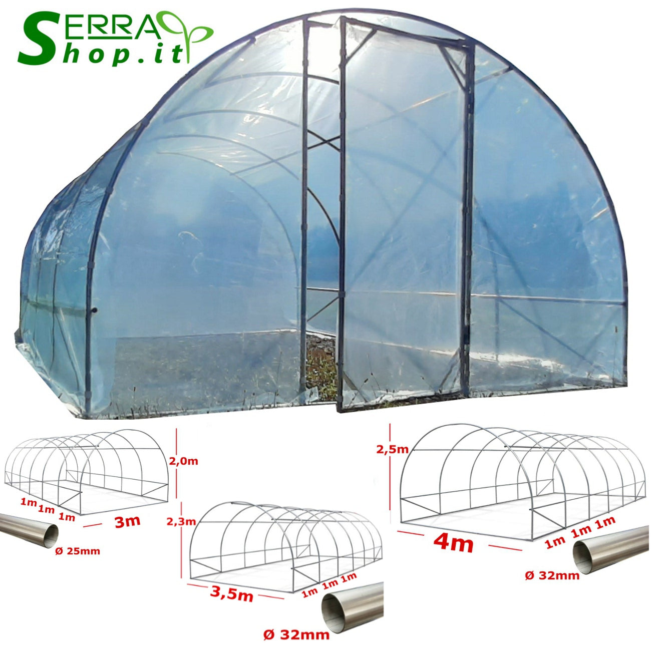 Serra Easy Plus 3,5x7m con copertura PE 200MC