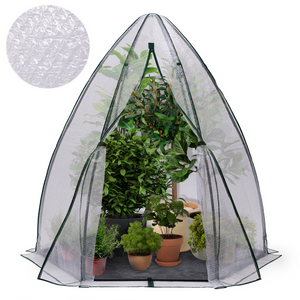 IDMarket - Serra invernale per balconi e terrazze, a forma di cupola con copertura a maxi bolle di calore 160 x 160 x 180 cm