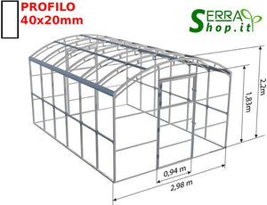 Serra BoxSer 3x6m con copertura policarbonato alveolare 6mm