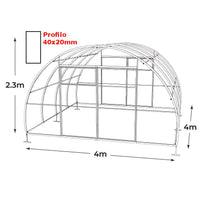 Serra ComPRO 4x10m con copertura policarbonato alveolare 4mm