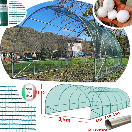 Serra Tunnel NetPlus 3,5x11m con rete antigrandine