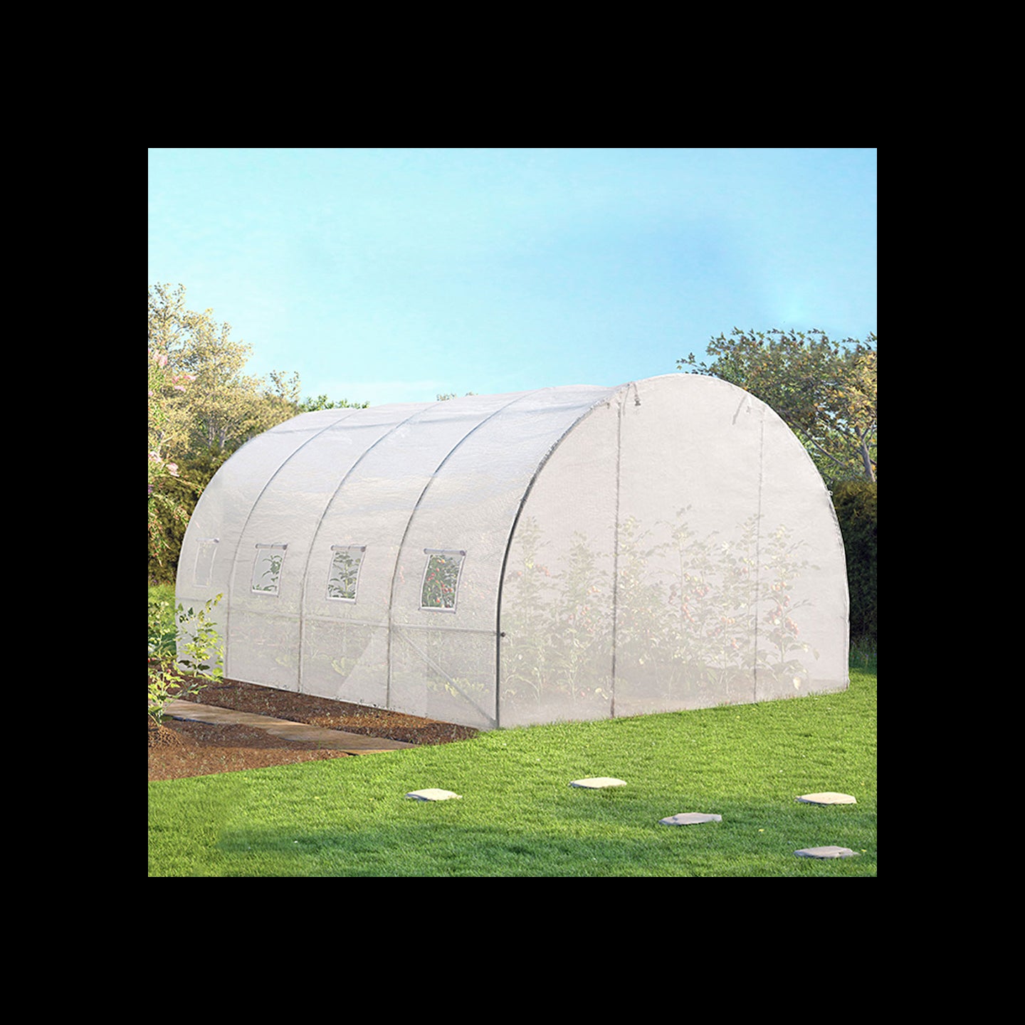 IDMarket - Serra tunnel di giardinario 12 m² bianco ZEBRA 4x3M