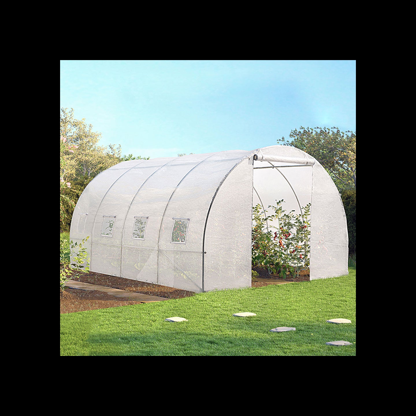 IDMarket - Serra tunnel di giardinario 12 m² bianco ZEBRA 4x3M