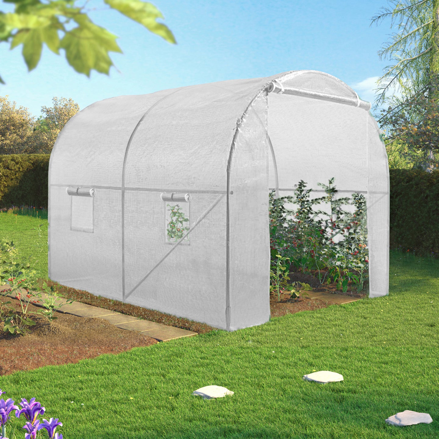 IDMarket - Serra tunnel di giardinario 6 m² bianco ZEBRA 2x3M