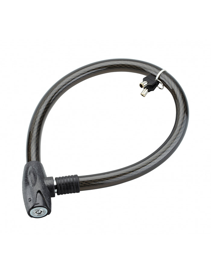Antifurto a chiave Scorp, cavo d'acciaio blindato in guaina, bici, 25mm x 0.85m, 2 chiavi, nero - THIRARD