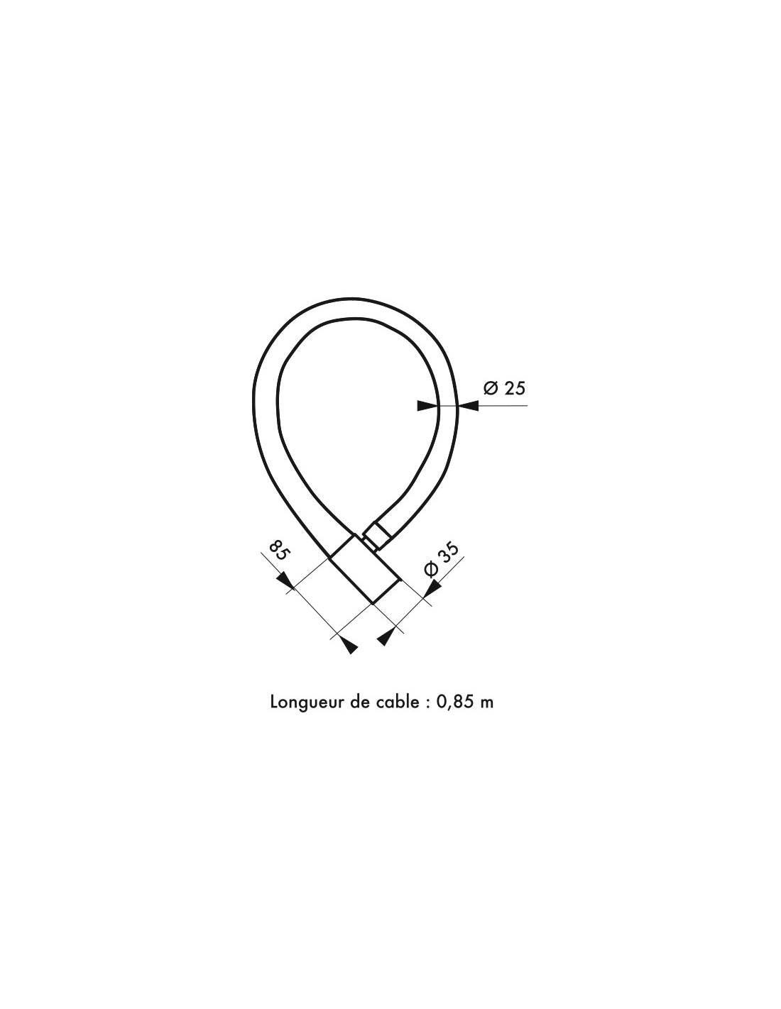 Antifurto a chiave Scorp, cavo d'acciaio blindato in guaina, bici, 25mm x 0.85m, 2 chiavi, nero - THIRARD