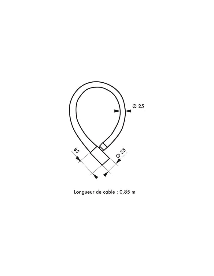 Antifurto a chiave Scorp, cavo d'acciaio blindato in guaina, bici, 25mm x 0.85m, 2 chiavi, nero - THIRARD