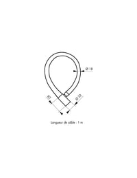 Antifurto a chiave Scorp, cavo d'acciaio corazzato, moto, 18mmx1m, 2 chiavi, nero - THIRARD