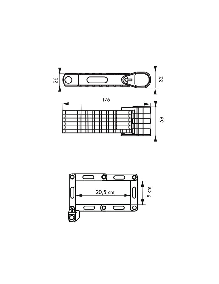 Antifurto snodato a chiave Zebra, per bicicletta, 3 chiavi, nero - THIRARD