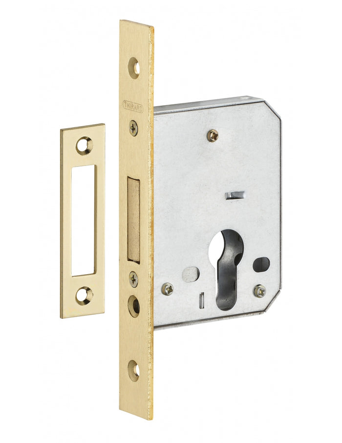 Serratura da incasso a cilindro europeo per porta d'ingresso, asse 40mm, piastra quadra, solo catenaccio - THIRARD
