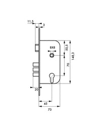 Serratura da incasso a cilindro europeo per porta d'ingresso, asse 45mm, piastra quadra - THIRARD