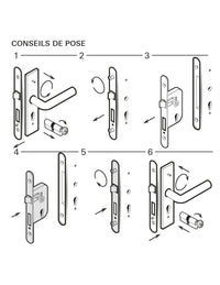 Serratura da incasso a cilindro per porta d'ingresso, asse 50mm, piastra quadra - THIRARD