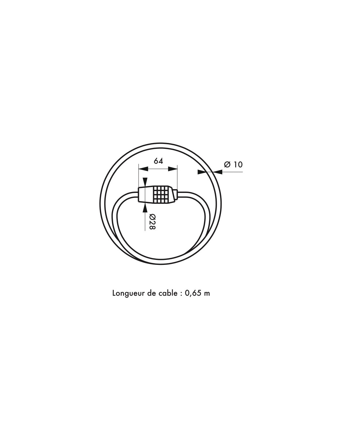 Antifurto a combinazione Twisty, 4 cifre, cavo d'acciaio, bicicletta, 10mmx1,8m, nero - THIRARD