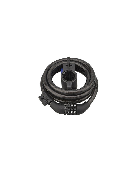 Antifurto a combinazione Twisty, 4 cifre, cavo d'acciaio, bicicletta, 10mmx1,8m, nero - THIRARD