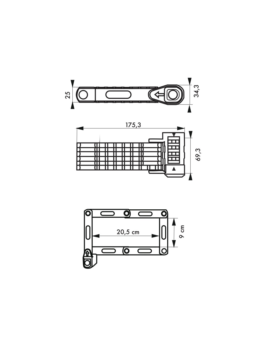 Antifurto snodato a combinazione Zebra, per biciclette, 4 cifre, nero - THIRARD
