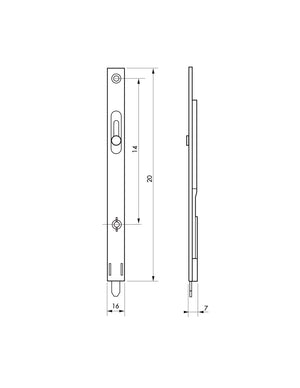 Serratura a gomito per finestra, catenaccio rotondo scorrevole, 200mm, zincato - FERCO BY THIRARD