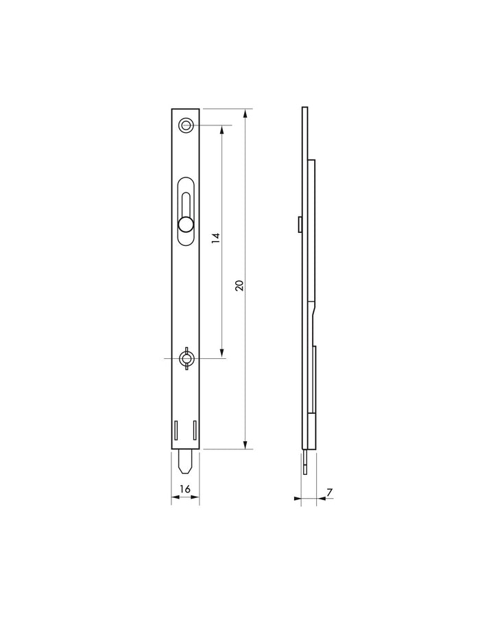 Serratura a gomito per finestra, catenaccio rotondo scorrevole, 200mm, zincato - FERCO BY THIRARD
