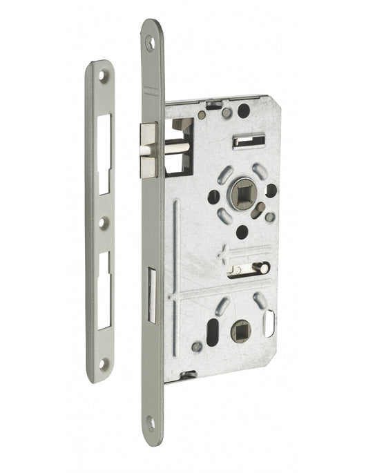 Serratura da incasso per bagno e WC, sinistra, asse da 55 mm, estremità  arrotondate - THIRARD