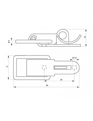 Chiusura a leva con gancio lucchettabile, acciaio, altezza 84mm, zincato - THIRARD