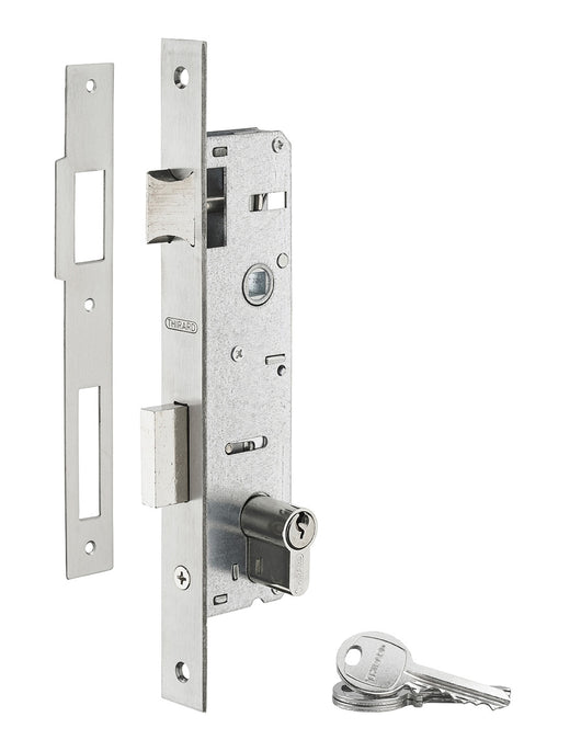Serratura da incasso asse 30mm x 85mm con cilindro europeo 30x30 incluso, a mortasa, per infissi - THIRARD