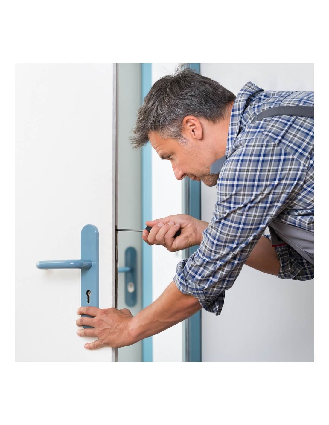 Serratura da incasso a cilindro europeo per porta ingresso, asse 50mm x 85mm, piastra tonda, dorato - THIRARD