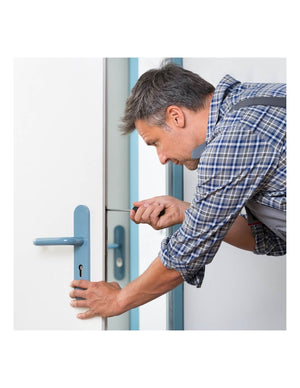 Serratura da incasso a cilindro europeo per porta ingresso, asse 50mm x 85mm, piastra tonda, dorato - THIRARD