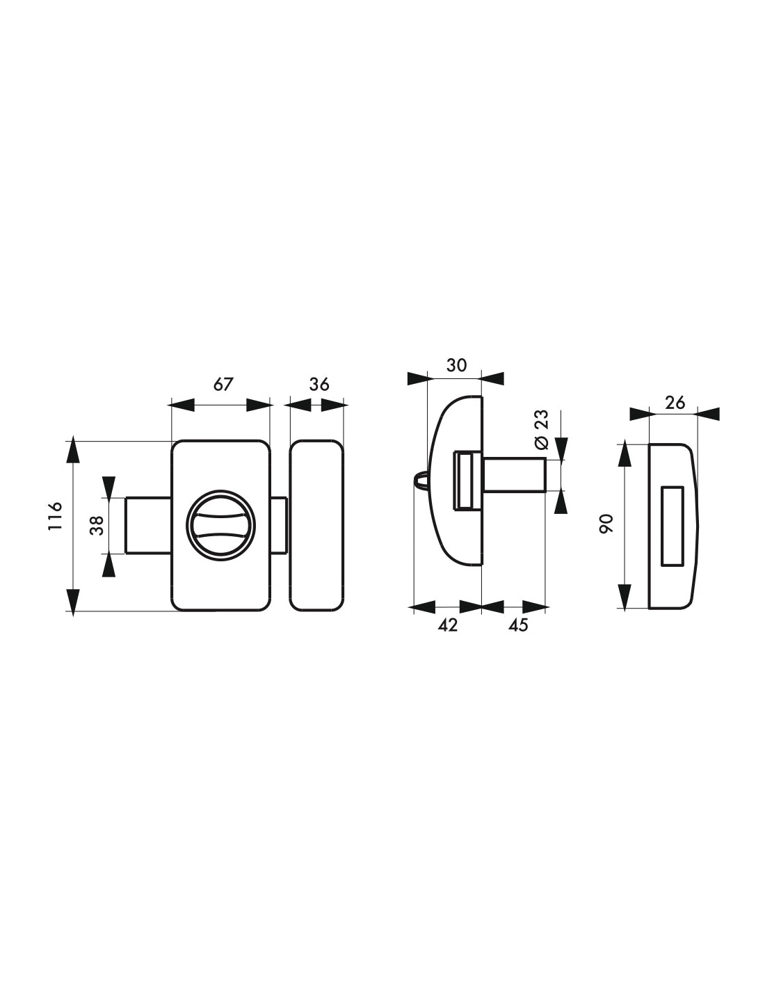 Serratura a pomello per porta d'ingresso, cilindro Ø23x45mm, argento, 4 chiavi reversibili - Serrurerie de Picardie