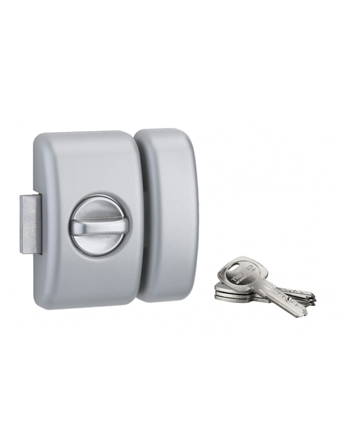 Serratura a pomello per porta d'ingresso, cilindro Ø23x45mm, argento, 4 chiavi reversibili - Serrurerie de Picardie