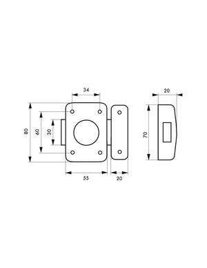 Serratura automatica Trident a pomolo per chiusura interna, 55mm, bronzo epossidico, acciaio - THIRARD