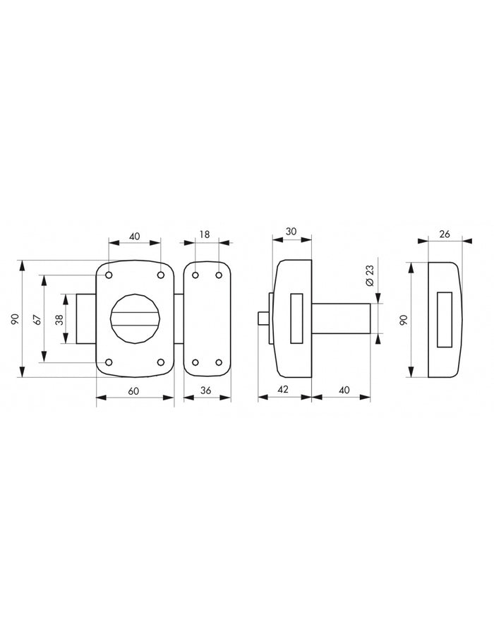 Serratura a pomolo 7310 per porta d'ingresso, cilindro a pompa Ø23x40mm, bronzo, 3 chiavi - Serrurerie de Picardie