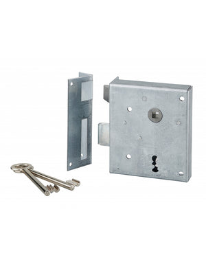 Serratura da applicare Alsace con chiave per porte interne, spinta a sinistra, quadro 8mm, asse 60mm, 110x70mm, 2 chiavi - THIRARD